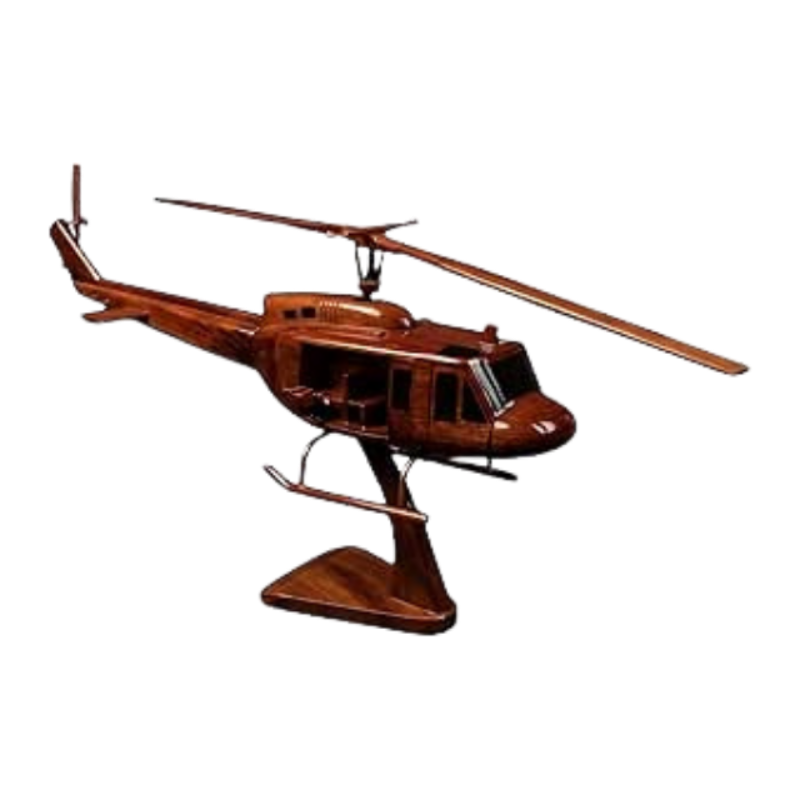 Handcrafted Mahogany Wood Helicopter Model (56cm)