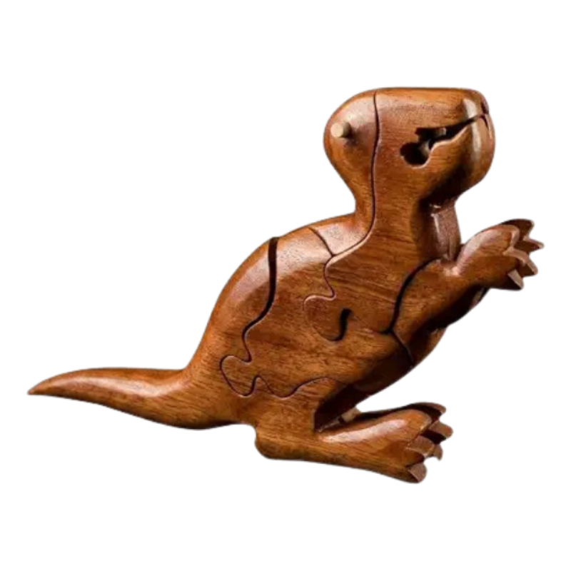 Wooden Animal Puzzle Sculpture (Sitting Dinosaur)